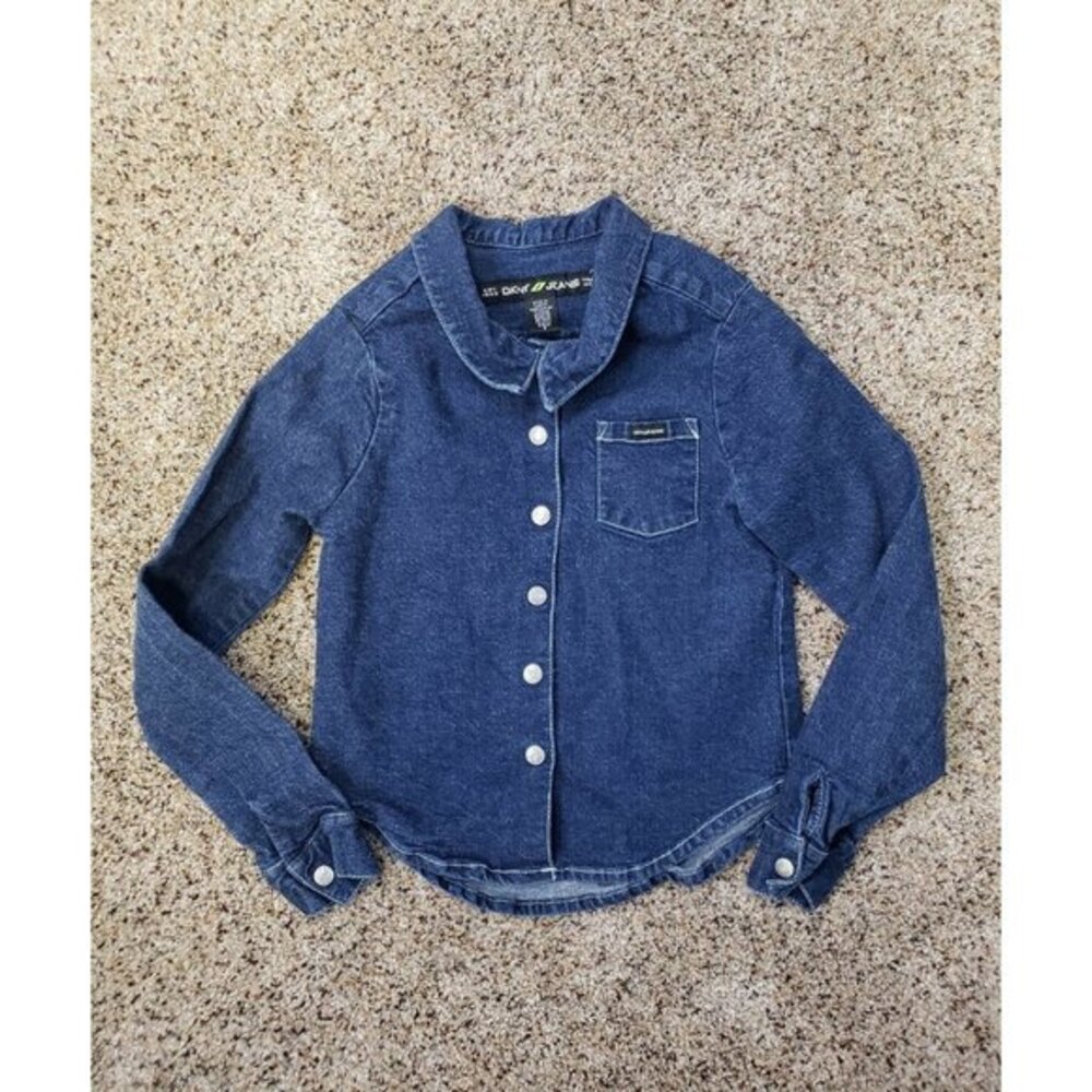 DKNY Jeans Girls Blue Denim Dark Wash Jean Jacket - Picture 1 of 3